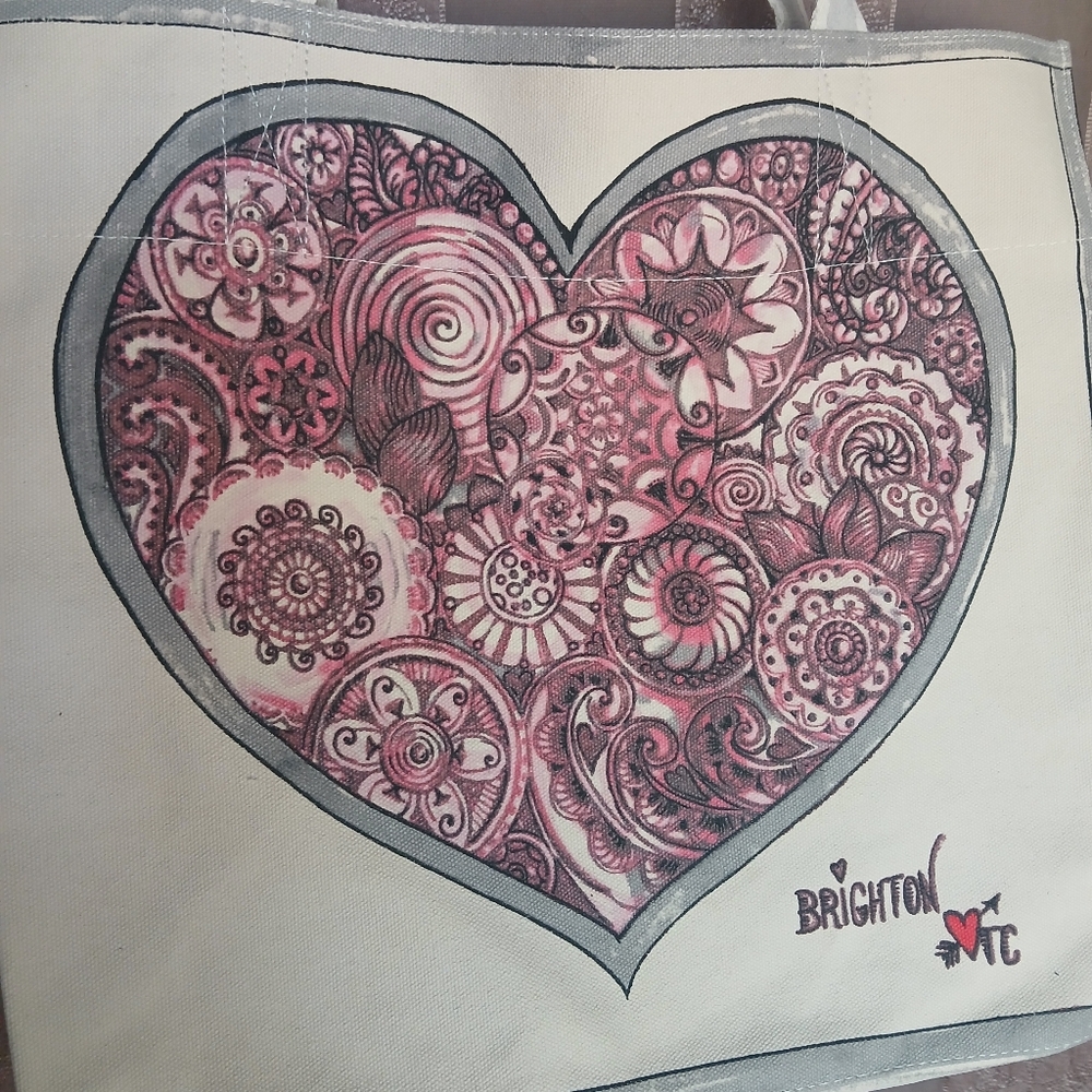 💎 Brighton Sweet Heart Canvas Tote Express Your Love Heavy Duty Canvas NWT - Picture 7 of 8